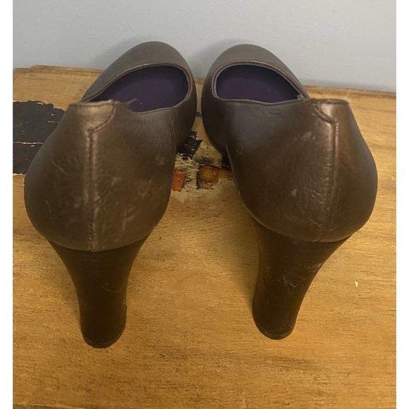 Boden Leather Pebbled High Heel Pumps Made in Spain Brown EU Size 38 = US Size 7 - Picture 4 of 8